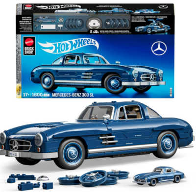CARRO DE MONTAR HOT WHEELS BRICK SHOP CARRO MERCEDES BENZ 300 SL 1:12 (HWW25) | MATTEL