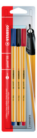 88/3STABILO POINT BL C/3 UN /AZ-PR-VM