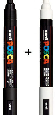 Kit 2 Caneta Posca PC-5M Preta + Branca