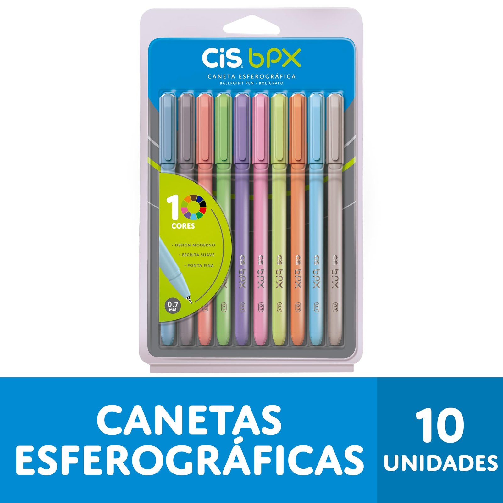 ESTOJO CANETA ESFEROGRAFICA BPX 0,7MM COM 10 CORES | CIS - Imagem 5