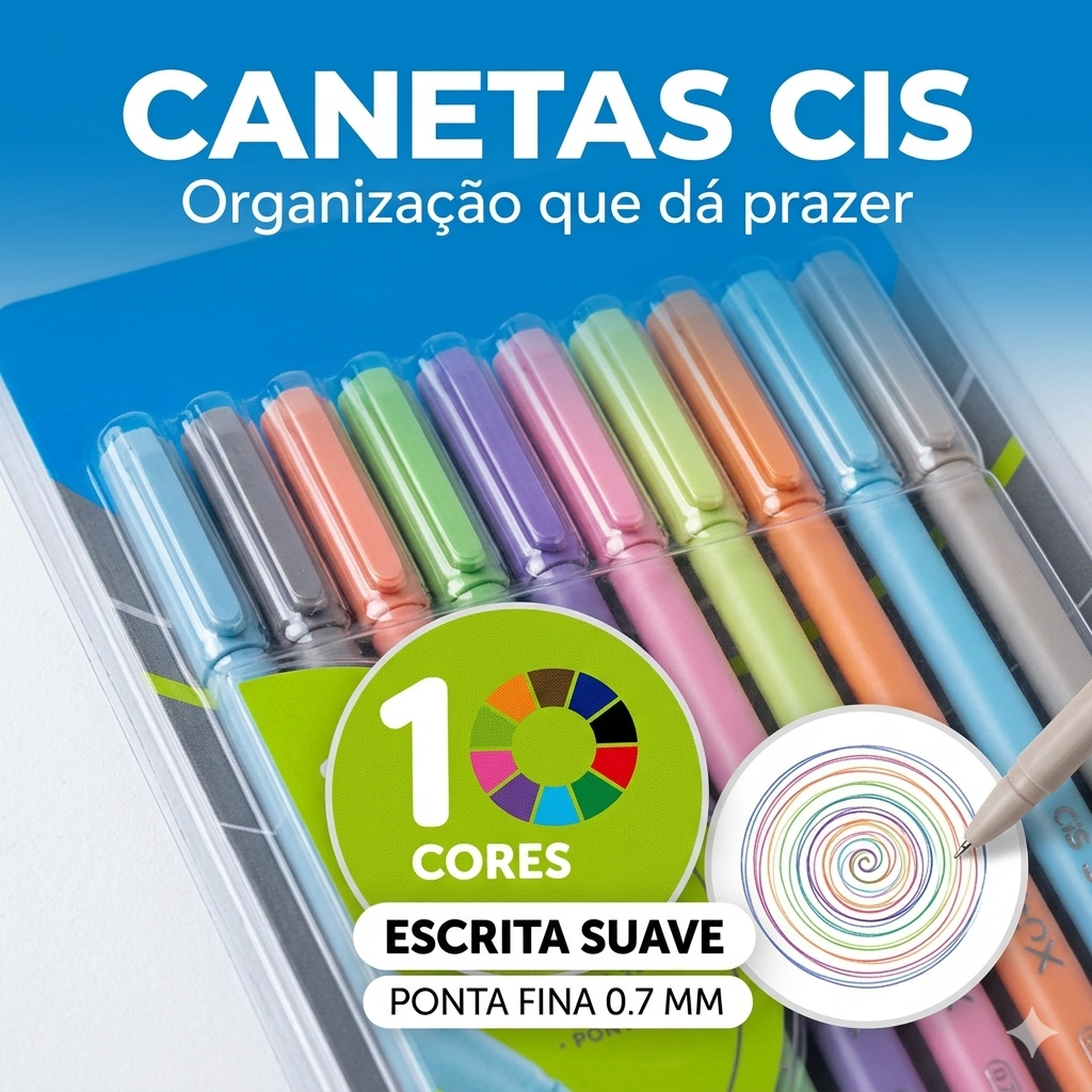 ESTOJO CANETA ESFEROGRAFICA BPX 0,7MM COM 10 CORES | CIS