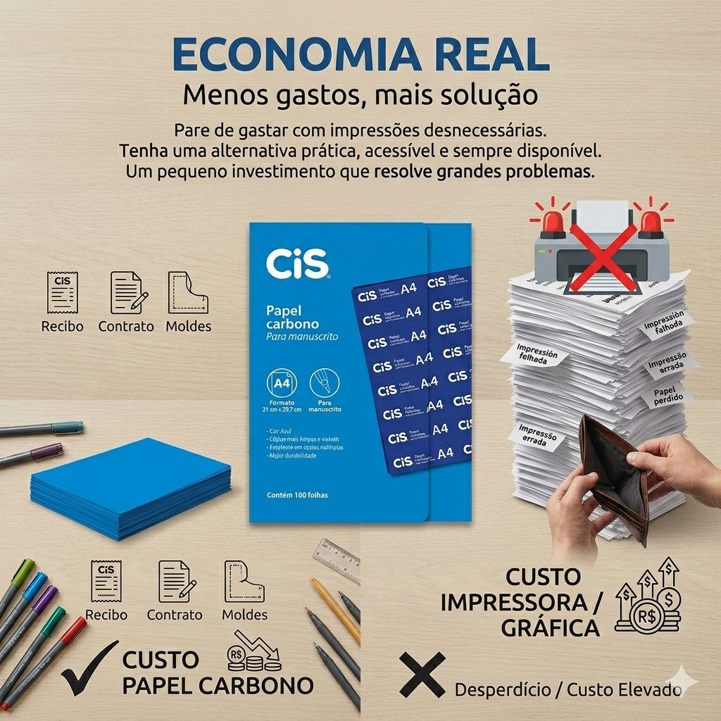 PAPEL CARBONO AZUL A4 PARA MANUSCRITO CAIXA 100 FOLHAS | CIS - Imagem 10