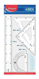KIT GEOMETRICO PARA CANHOTOS 1 RÉGUA 1 ESQUADRO E 1 TRANSFERIDOR MAPED 897118 | MAPED