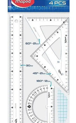 KIT GEOMETRICO PARA CANHOTOS 1 RÉGUA 1 ESQUADRO E 1 TRANSFERIDOR MAPED 897118 | MAPED