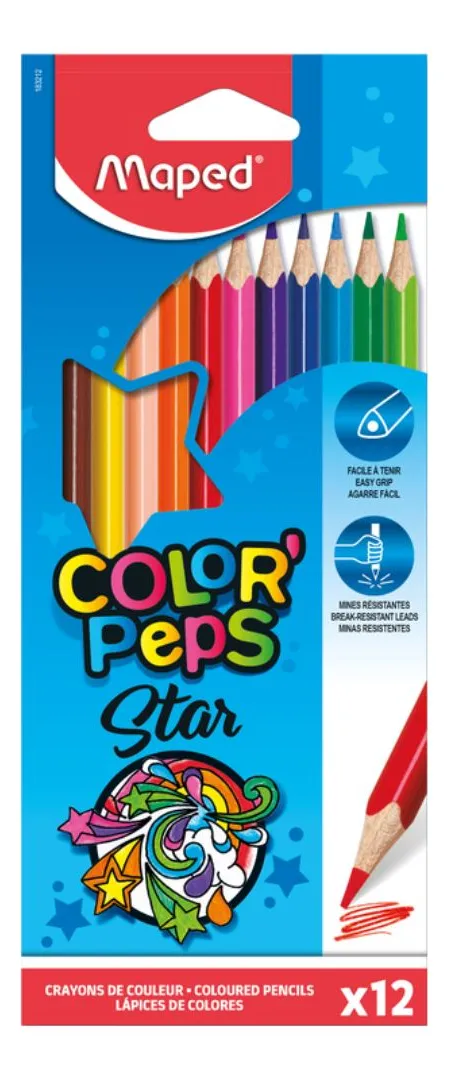 LAPIS DE COR 12 CORES COLORPEPS STAR (183212ZV) | MAPED