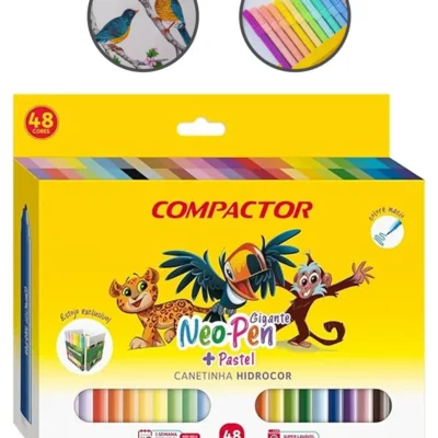 CANETINHA HIDROCOR NEO PEN GIGANTE COM 48 CORES PASTEL (002957000) | COMPACTOR