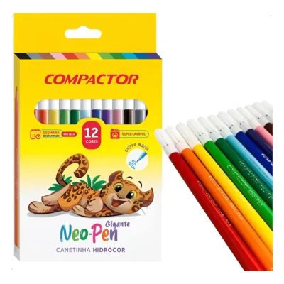 CANETINHA HIDROGRAFICA NEO PEN GIGANTE 12 CORES (001920000) | COMPACTOR