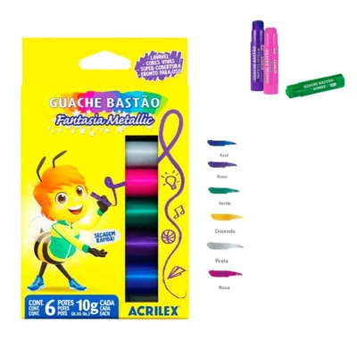 TINTA GUACHE BASTAO 6 CORES METALLIC (2009) | ACRILEX