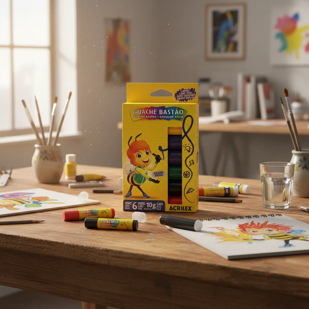 TINTA GUACHE 10G 6 CORES BASTAO ACRILEX (89085) | ACRILEX - Imagem 4