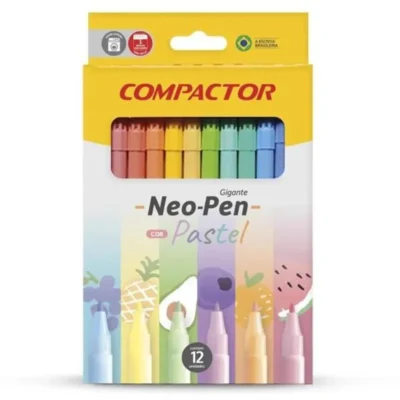 CANETINHA HIDROGRAFICA NEO PEN GIGANTE 12 CORES PASTEIS COMPACTOR (002404000) | COMPACTOR