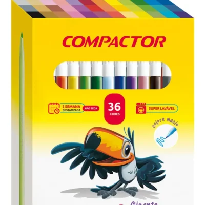 CANETINHA HIDROGRAFICA 36 CORES GIGANTE (001550000) | COMPACTOR