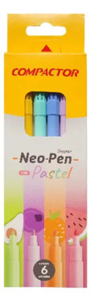 CANETINHA HIDROGRAFICA NEO PEN GIGANTE 6 CORES TONS PASTEIS COMPACTOR (002269000) | ACRILEX