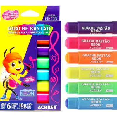 TINTA GUACHE BASTAO 6 CORES NEON (20080000) | ACRILEX
