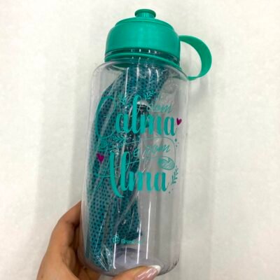 GARRAFA E TOALHA FIT - COM CALMA E COM ALMA - BRASFOOT