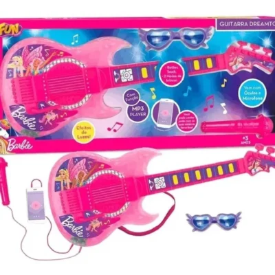 GUITARRA BARBIE DREAMTOPIA COM FUNÇÃO MP3 FUN (F0057-5) | FUN