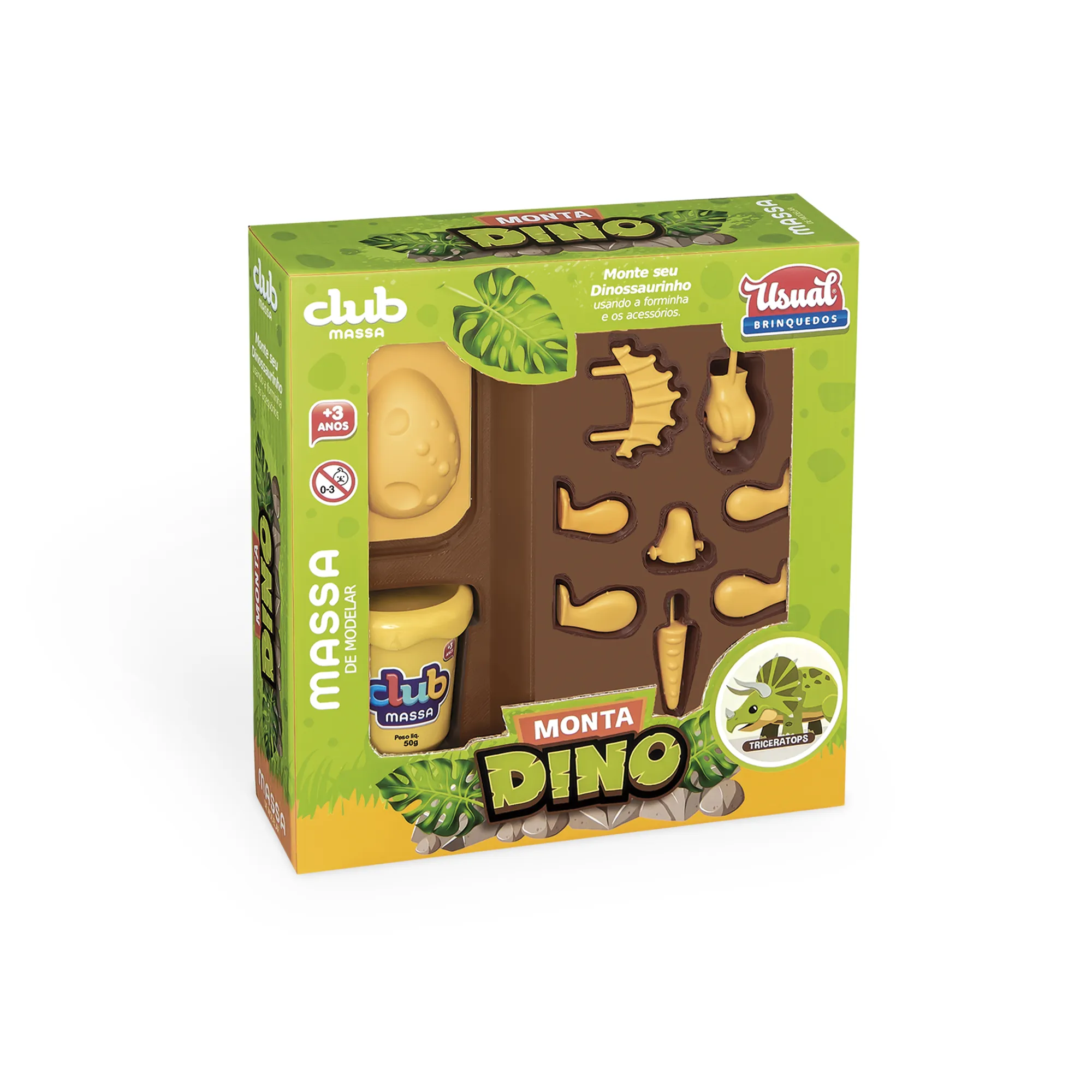 CLUB MASSA MONTA DINO MINI KIT SORTIDOS USUAL (633) | USUAL PLASTIC